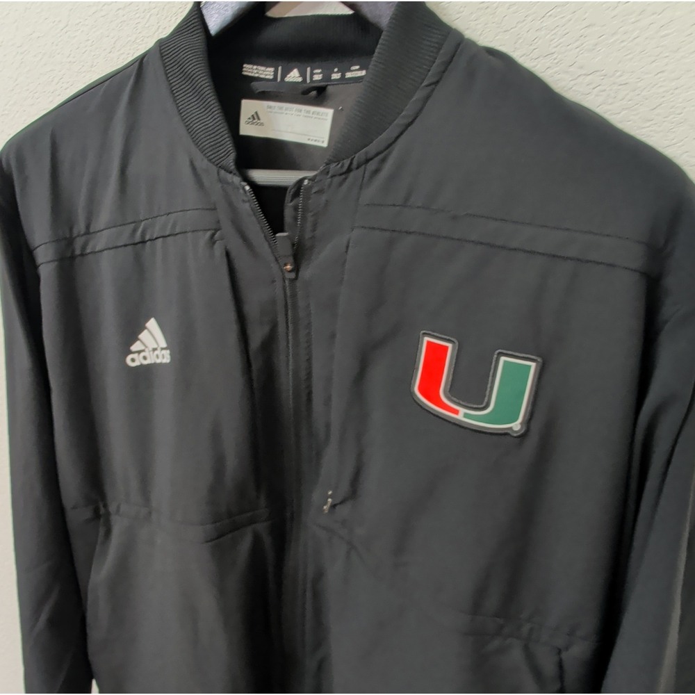 Adidas Miami Hurricanes Mens 2XLT Aeroready Performance Jacket Black GE2753